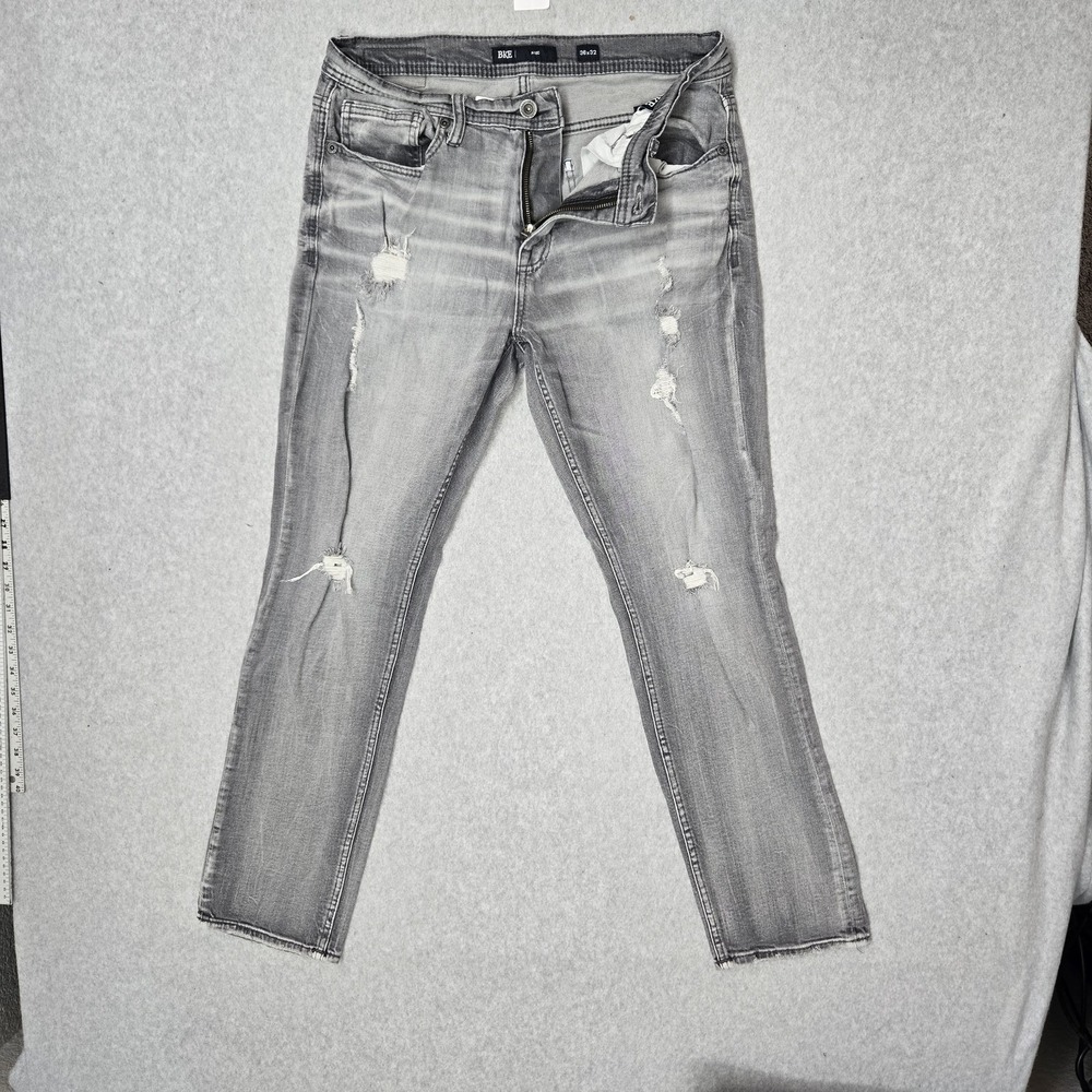 BKE Men Jeans 36X32 Gray Denim ALEC Slim Straight 31" Inseam Distressed